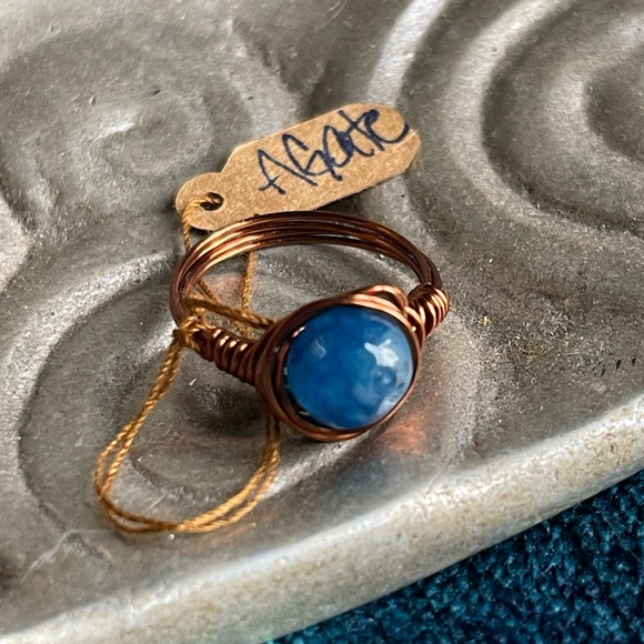 Bronze Blue Agate Ring - Picture 2 of 3